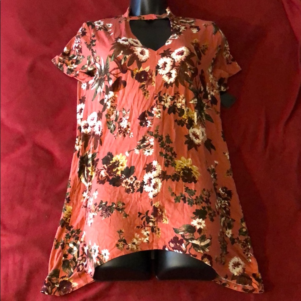 a.n.a Baroque Rose Floral Short Sleeve Top